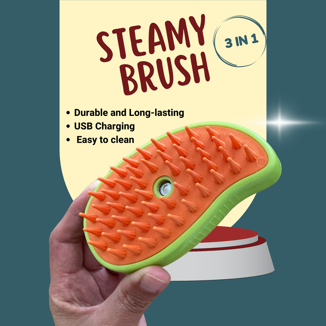 Steamy Pet Brush - Grooming & Hair Removal